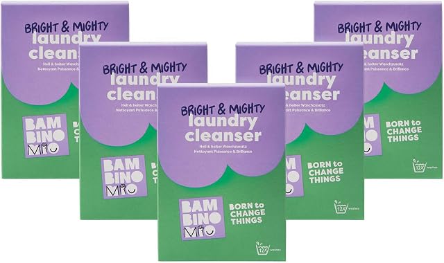 Bambino Mio, Bright & Mighty Nappy Cleanser Powder - Eco-Friendly, Non-Bio Chemical-Free Laundry Detergent, 750g, 5 Pack