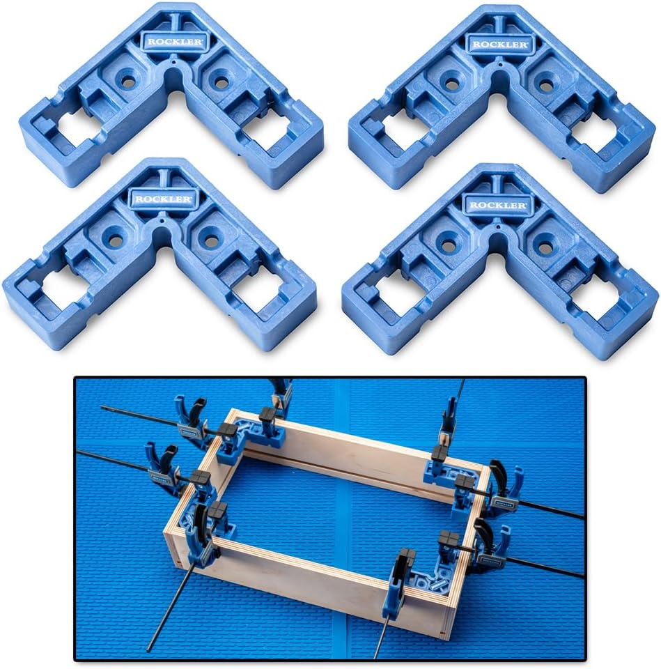 Rockler Clamp-It Mini Assembly Squares 4-Pack - 90 Degree Clamping Squares for Woodworking - Corner Square Clamp for Boxes Drawers Frames, Positioning Squares, Right Angle Clamp Tool.