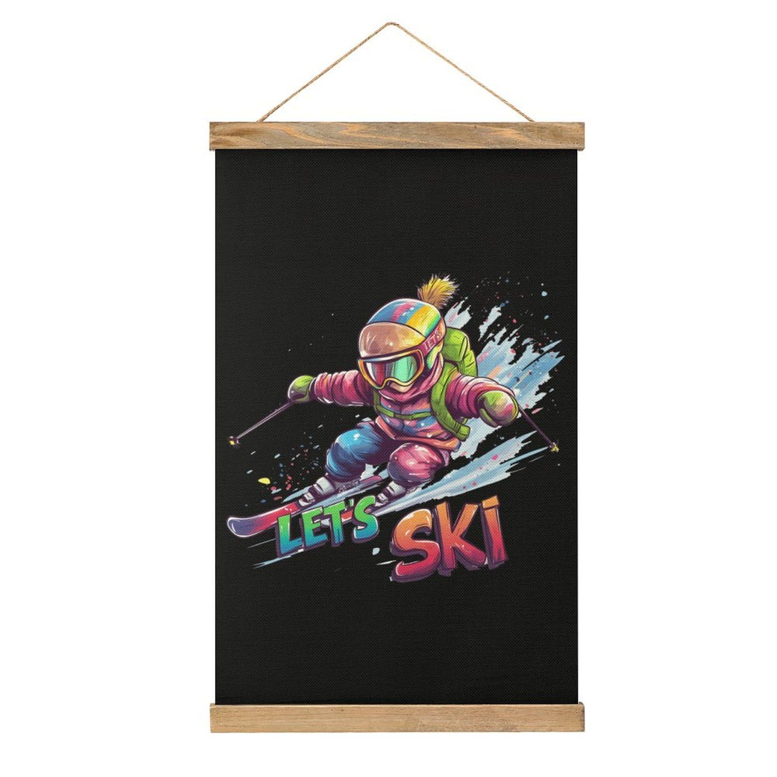 CGSBNGHA Ski Skiing Sports Wall Art Prints Linen Hanging Painting Scroll Paintings Pictures Decor for Home