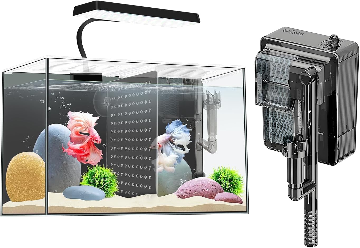 3 Gallon Fish Nano Glass Aquarium with Two Filters, Black