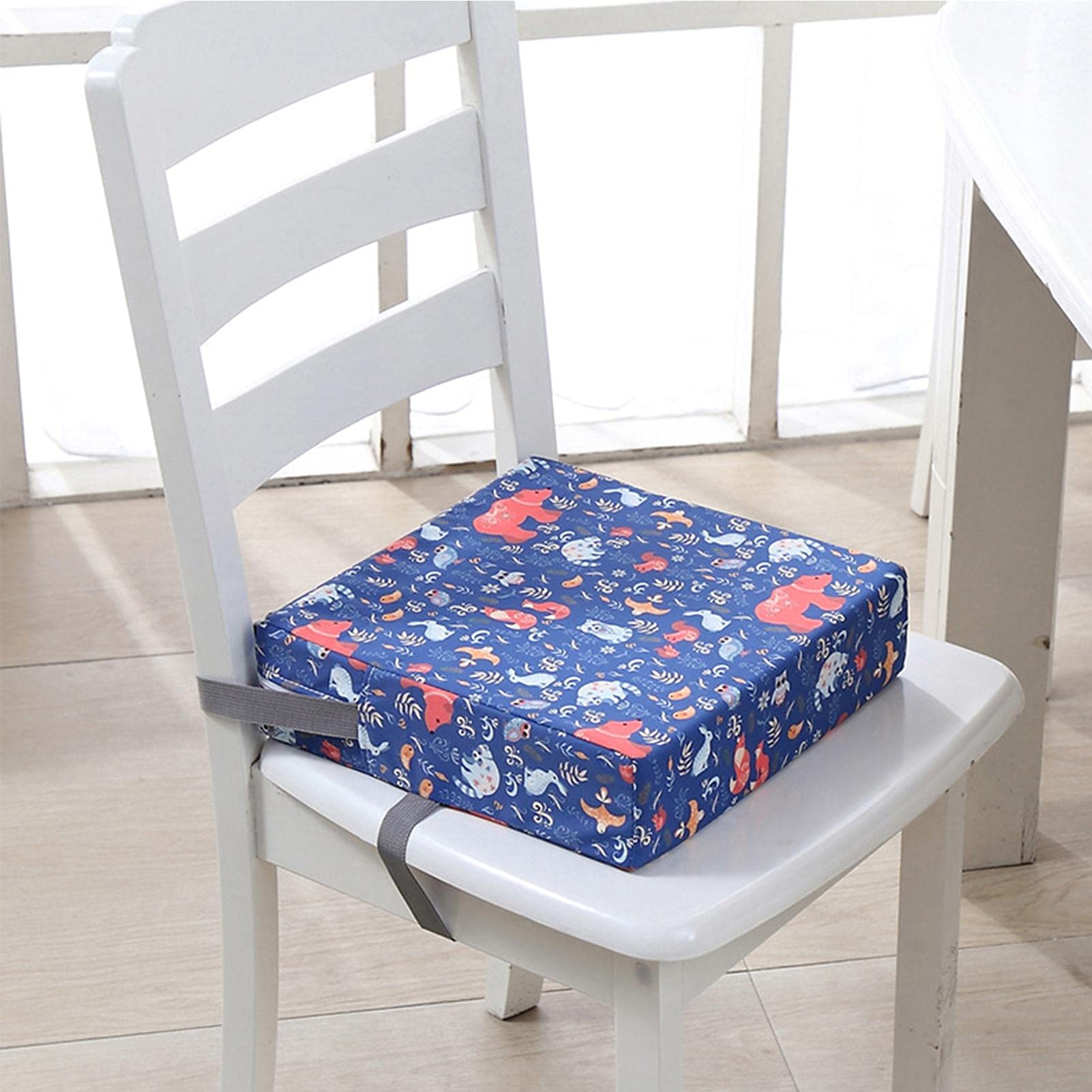 Cuscino del Sedile Rialzo per Sedia da Pranzo - Rialzo Regolabile smontabile e Lavabile con Cinghie, Stampato colorato, Cuscino per Sedia da Pranzo per Neonato e Bambino