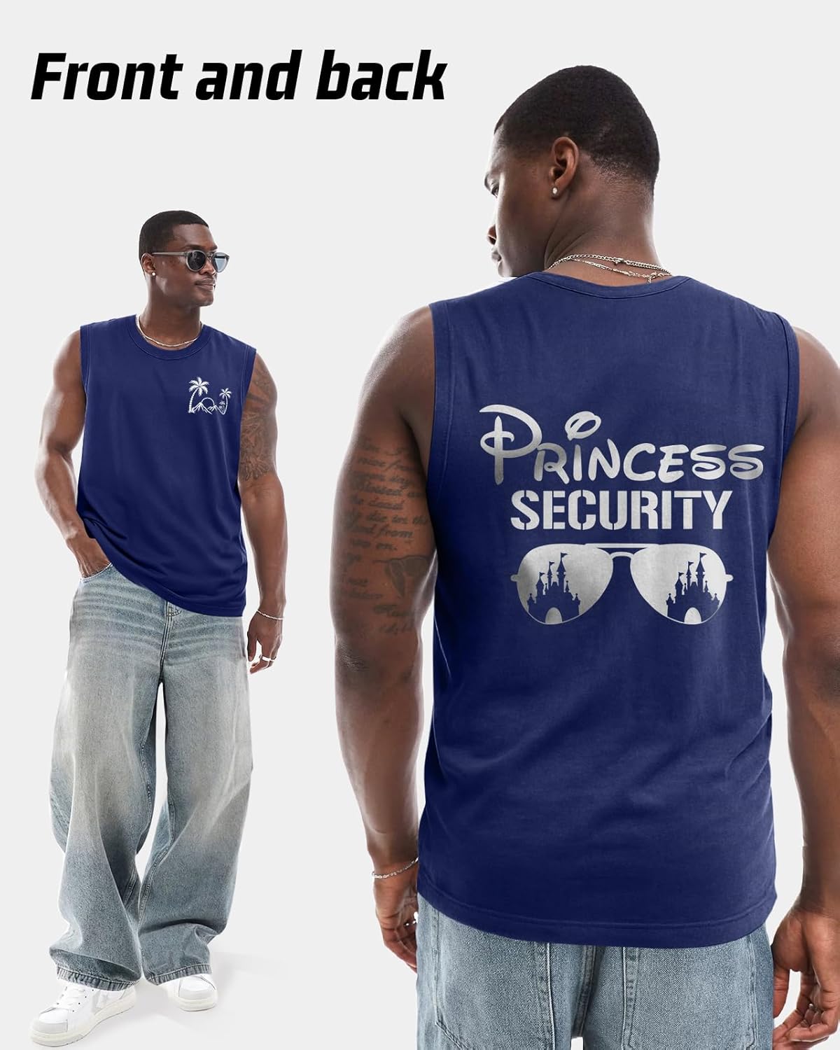 Flafens Tank Tops Men - Sleeveless Shirts for Men Graphic Cotton Mens Tank Tops Summer Fashion Casual Loose Fit Tanktop - Image 5