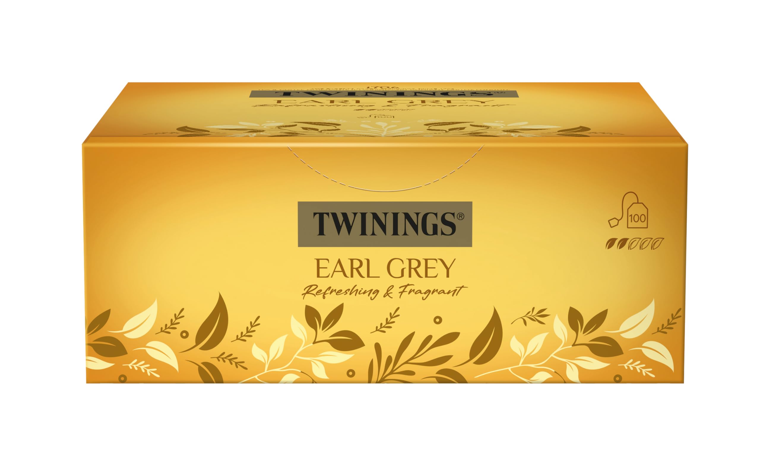Twinings Earl Grey - Schwarzer Tee im Teebeutel verfeinert mit Bergamotte-Aroma - erfrischender Schwarztee aus China, 1er Pack (100 Teebeutel)