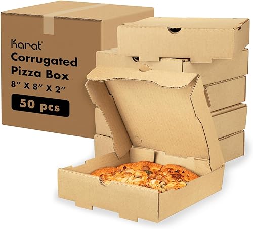Karat Cajas para pizza de 8 x 8 pulgadas (paquete de 50) cajas de cartón kraft  Ventiladas, resistentes a la grasa, duraderas para pizza o uso por