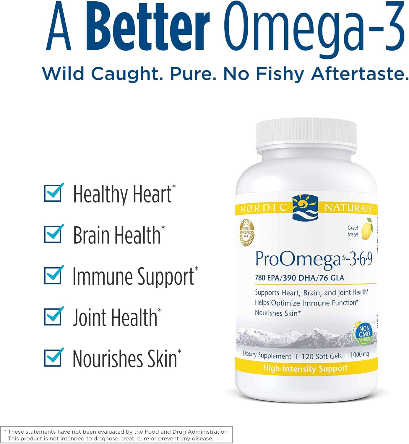 Nordic Naturals ProOmega 3-6-9, Lemon Flavor - 1360 mg Omega-3-120 Soft Gels - EPA & DHA with Added GLA - Healthy Skin & Joints, Cognition, Positive Mood - Non-GMO - 60 Servings : Health & Household