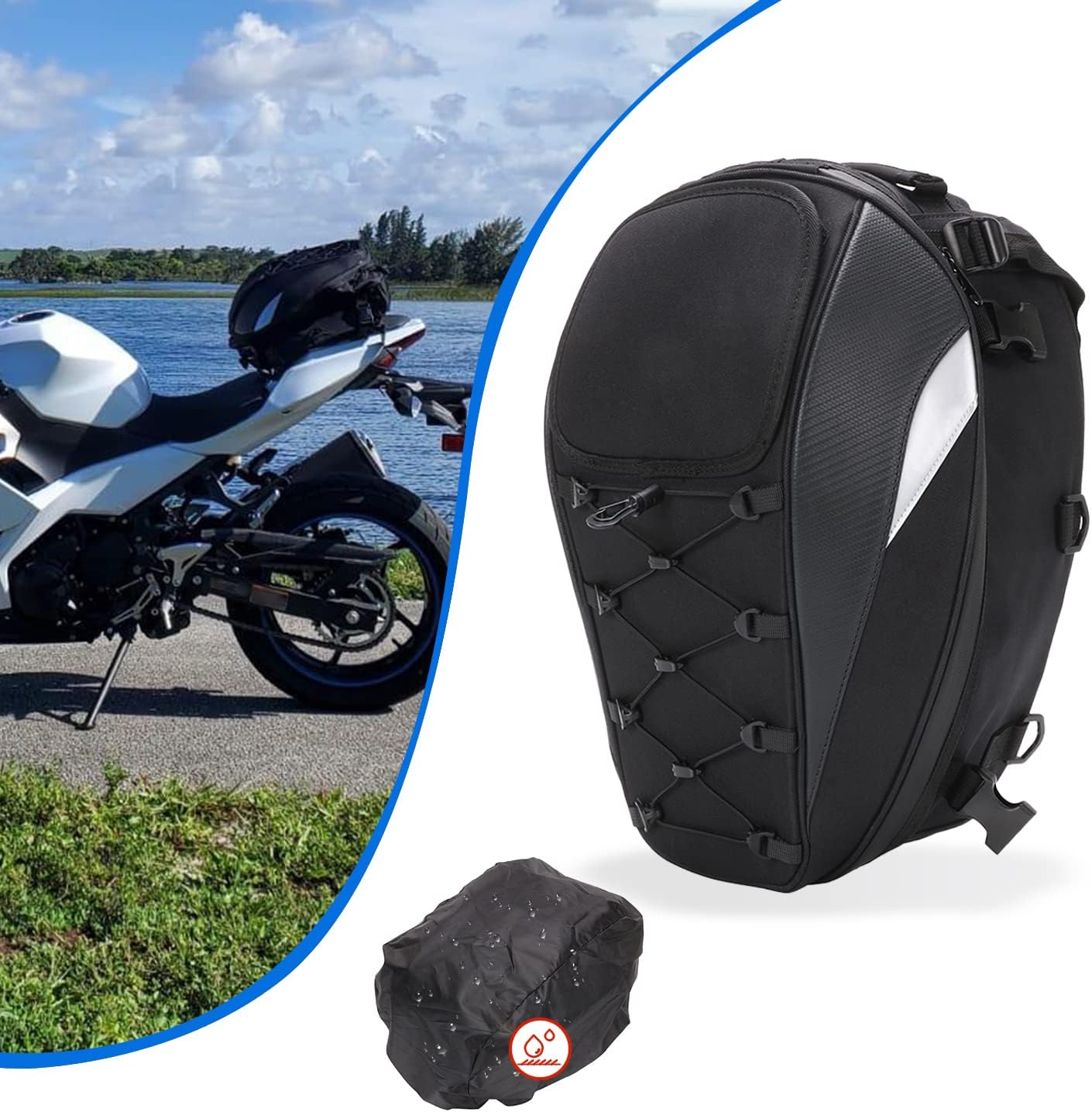 Plyisty Sac à Dos De Moto à LED, Sac à Dos De Casque à Coque Rigide De Grande Capacité Avec écran Programmable, Sac à Dos étanche à LED, Sacs à Bagages De