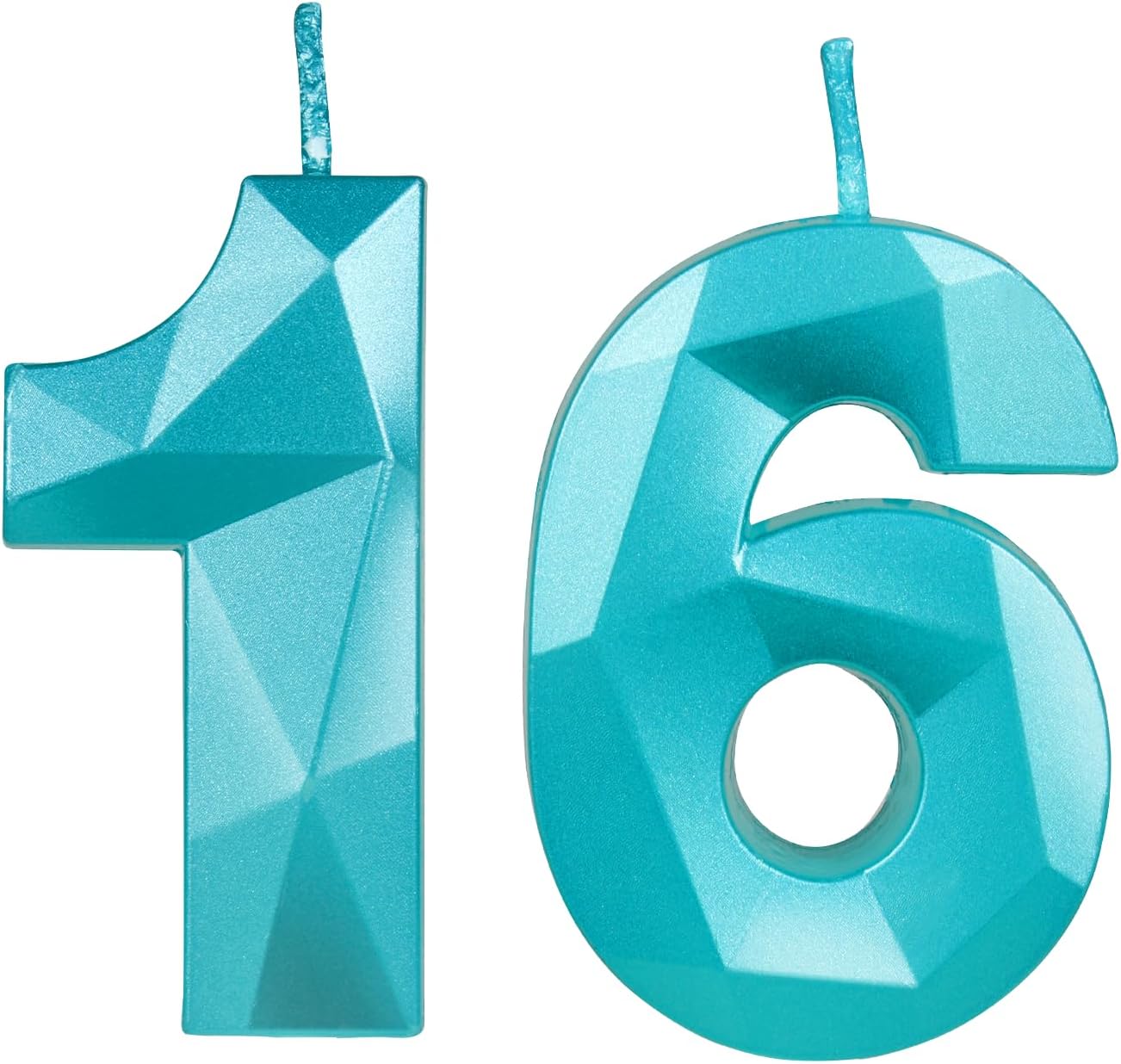 Number 16 Candles,16th Birthday Candles,Teal Blue Happy Birthday Candle for Cake,3D Design Cake Topper Decorations for Boy Men Pet Birthday Party Wedding Anniversary Celebration Supplies