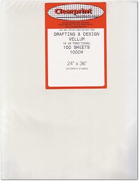 Clearprint 24" x 36" 1000H Design Vellum Sheets, 16 lb., 100% Cotton, 100 Sheets Per Pack, 1 Each