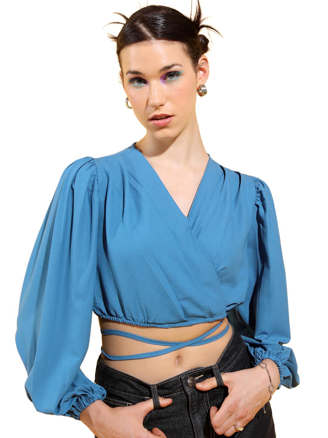 tokyo talkies Women's Regular Fit Shirt (TTTP008054_Blue-picture-56