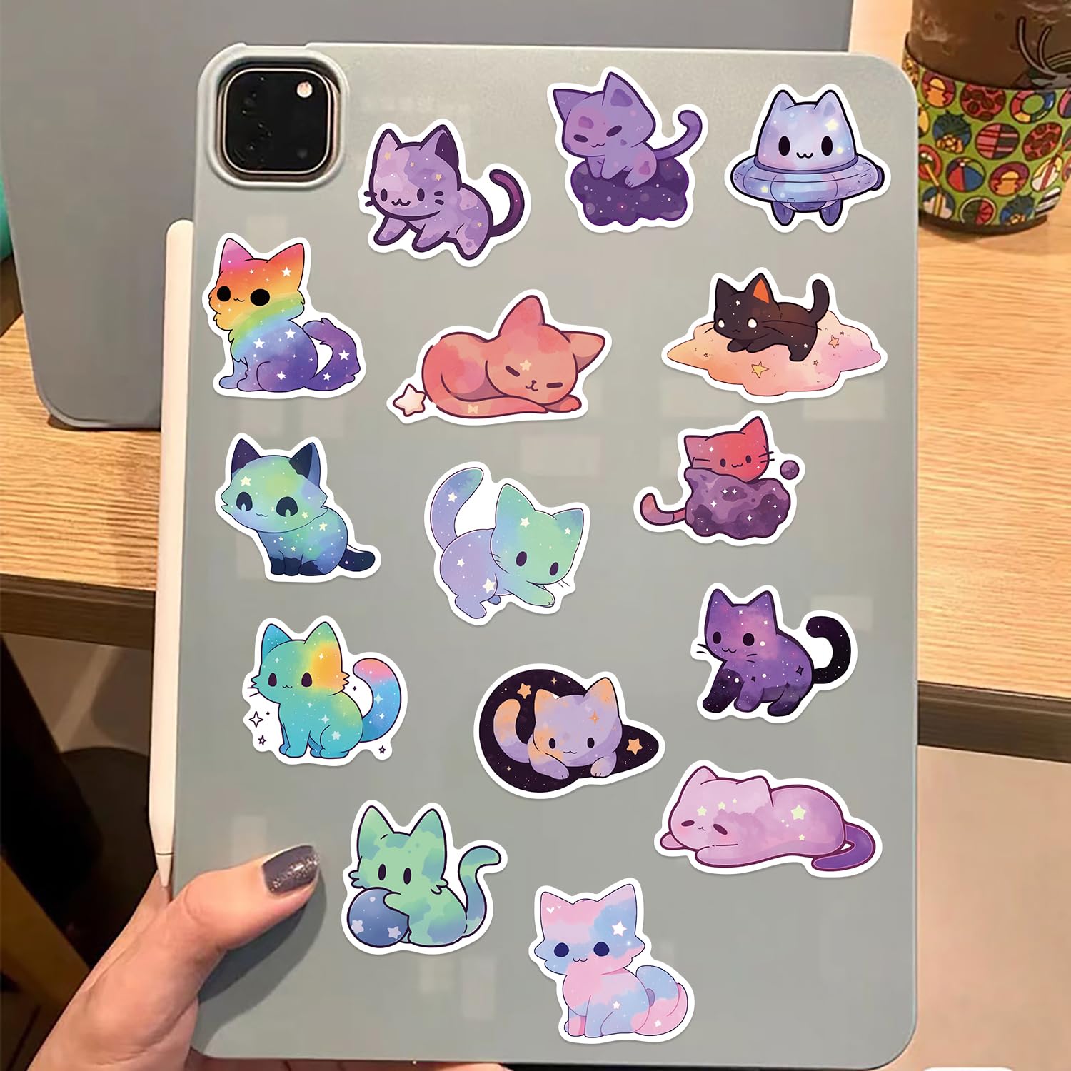 AOZUO 50 PCS Cute Cat Stickers, Cartoon Kawaii Kitten Stickers Waterproof Vinyl Cat Decals Gift For Journaling Laptop Scrapbook Water Bottles Phone Caps Luggage