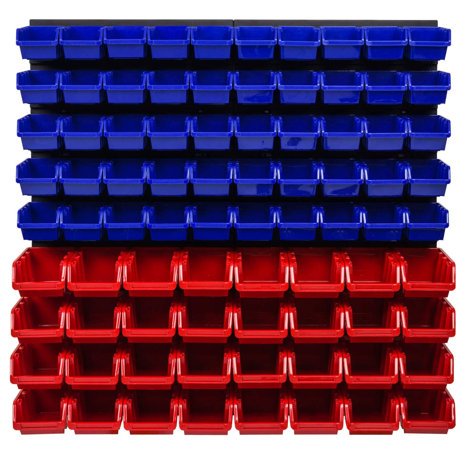 Lot de 82 boîtes de rangement empilables 772 x 780 mm bleues / rouges
