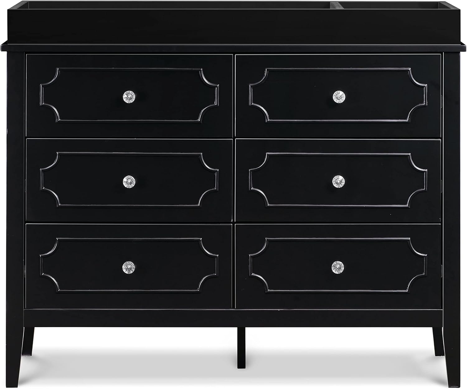 Ebony 6-Drawer Dresser with Crystal Knobs