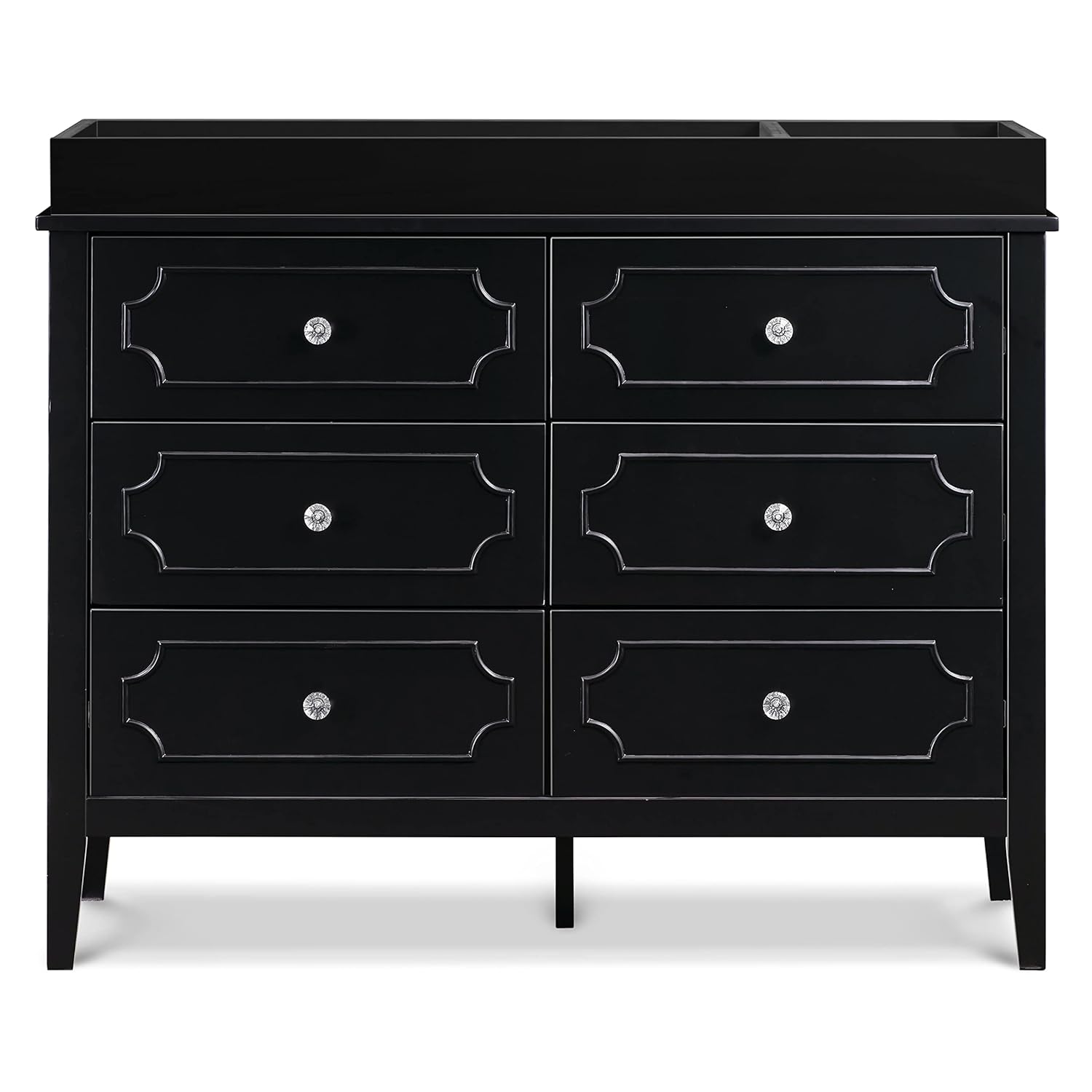 Ebony 6-Drawer Dresser with Crystal Knobs