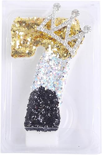 Miniatura 7 de Kinsynko Velas de cumpleaños número 7 de 3.15 pulgadas, decoración de tarta de feliz cumpleaños 7 con corona para cumpleaños de siete años, boda,