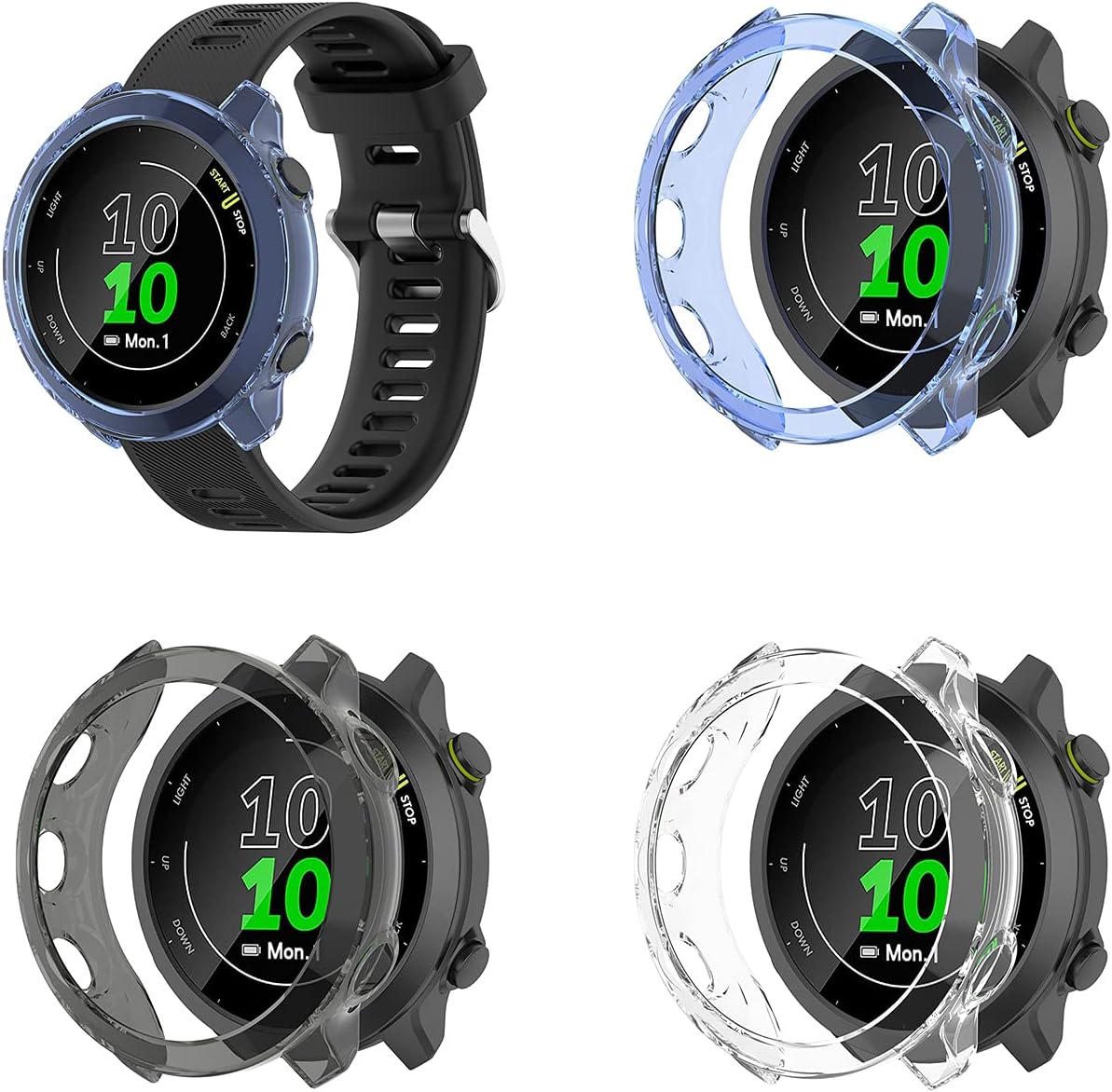 TenCloud Cases Compatible with Garmin Forerunner 55 Case Soft TPU Shockproof Case Protective Cover Bumper Protector for Forerunner 55 Smartwatch (3Pack)