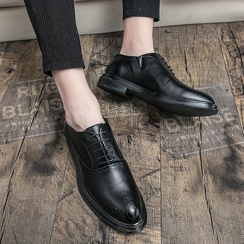 Sapatos Oxford formais para homens com cadarço redondo bico polido couro vegano antiderrapante sola
