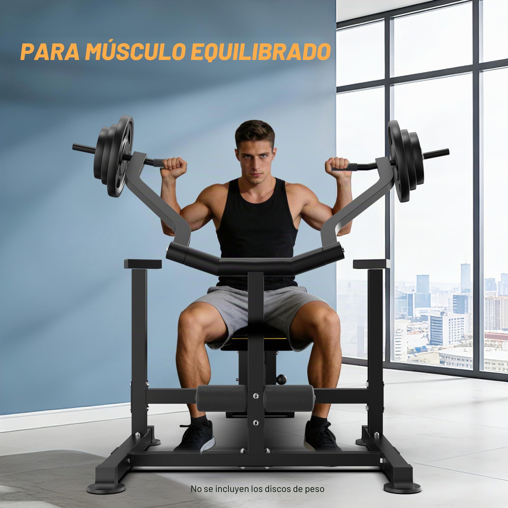 Máquina de press de banca con palanca, capacidad de carga de 400 kg, press de pecho con brazos independientes, estación de fuerza cargada con placas para entrenamiento en casa sin ayudante