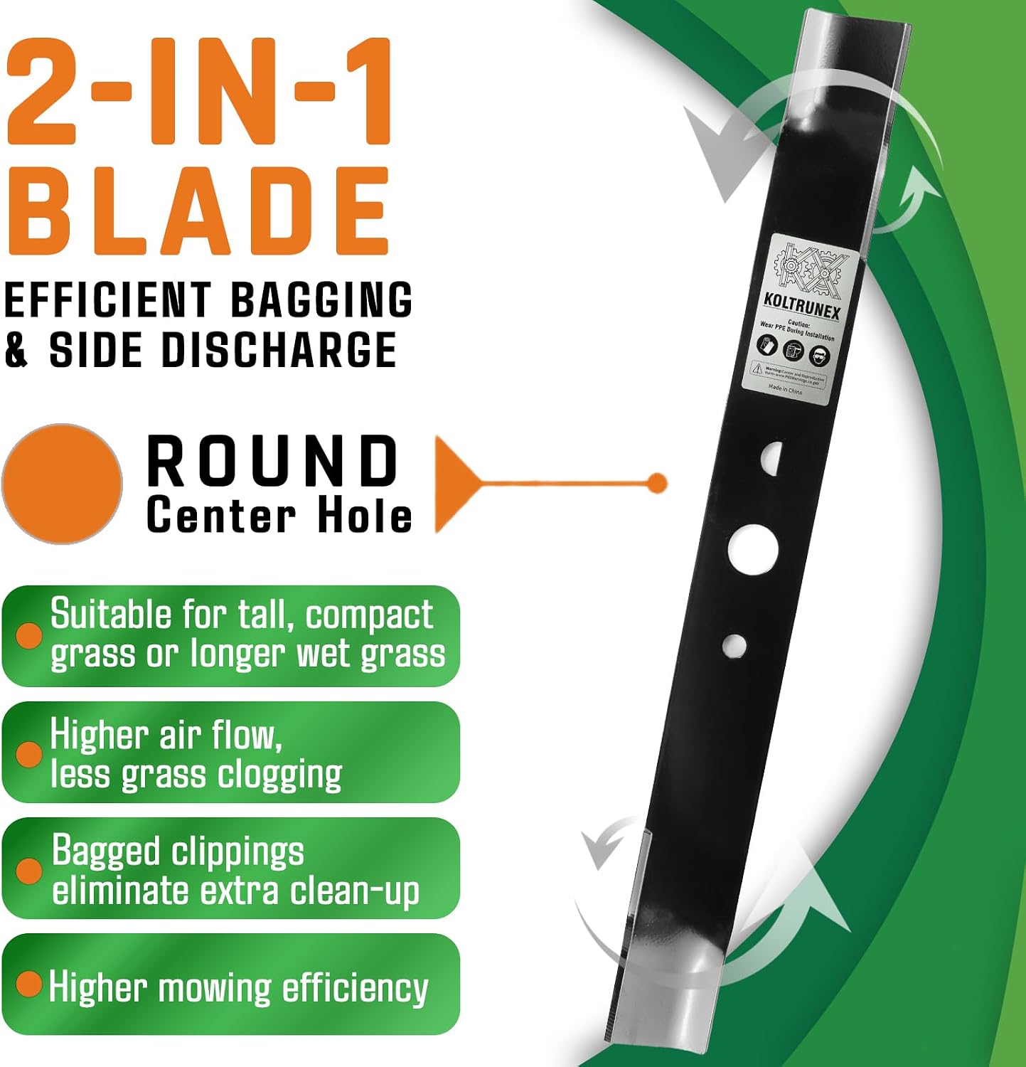 Lawn Mower Blade 19.21" Replacement for RYOBI 40V 20-Inch Mower RY401011 RY401012 RY40108 RY40109, Replaces OEM 682162001 635373001 AC04020, Round Center Hole 2 Pack