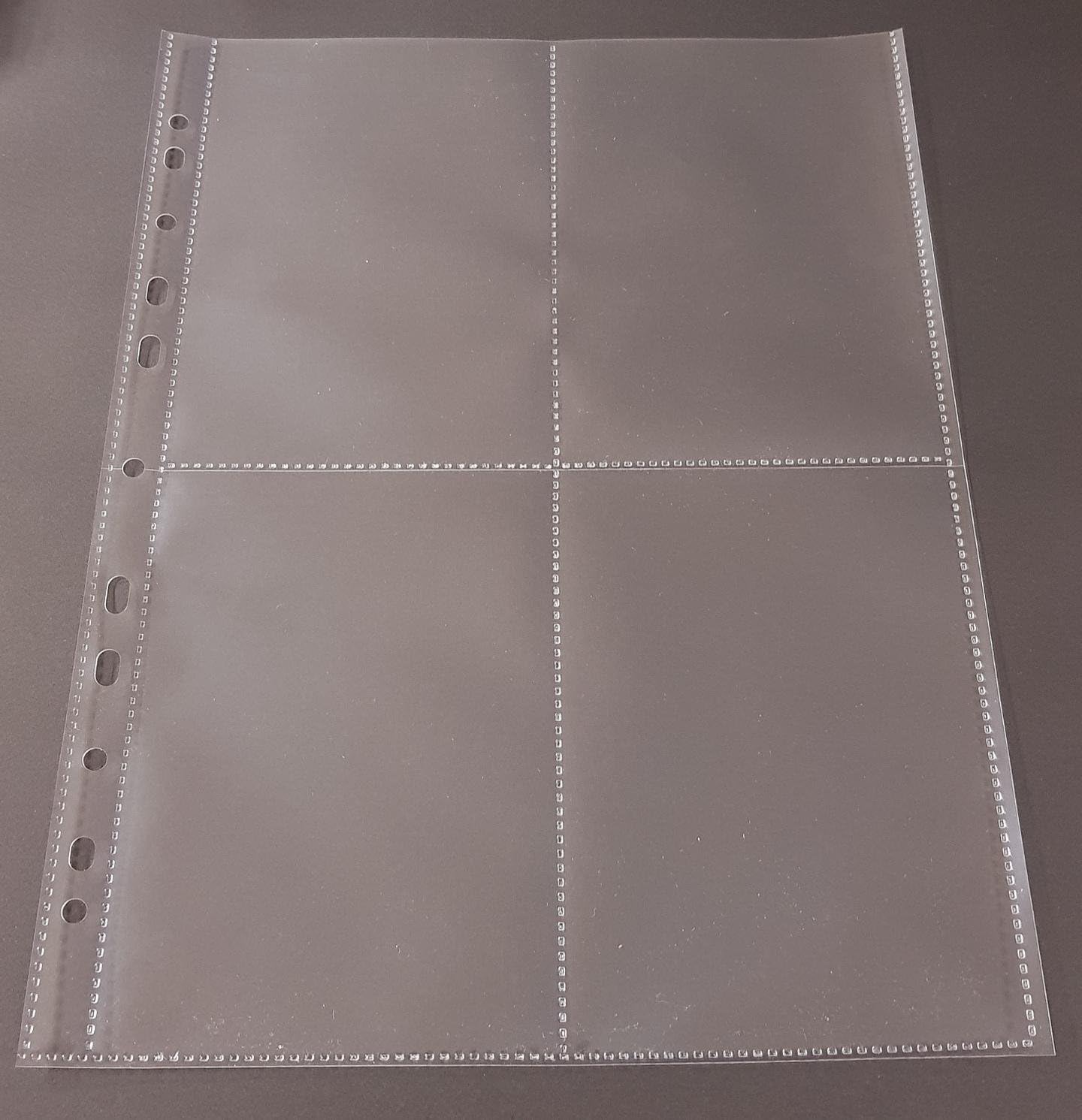A4 Sammelhüllen 4 Fächer (A6) für Karten, 120my, 5x100 St. | Ideal für Postkarten & Fotos, Prospekthülle mit Abheftrand, Robuste Klarsichthülle für Alben, Dokumentenecht, Recycelbar