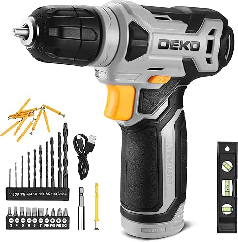 DEKOPRO 8V Cordless Drill, Drill Set with 3/8"Keyless Chuck, 42pcs