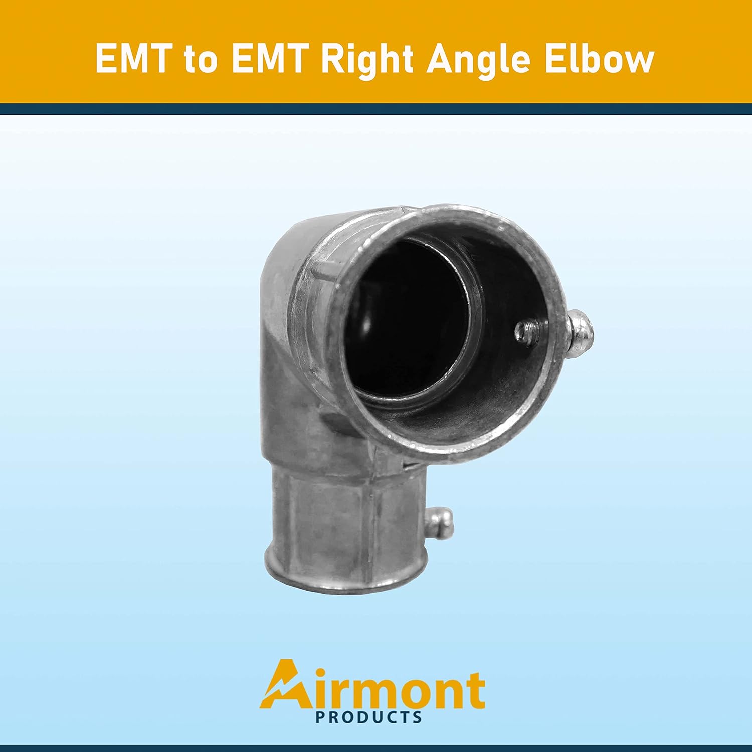 AP-10823 EMT to EMT Conduit Inside Pulling Elbow, 1 inch, Right Angle Conduit Bend Connector, Combo Head Set Screw, Zinc Die Cast, Pulling Elbow