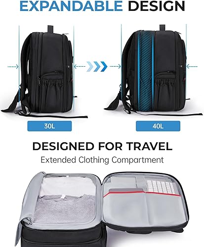 Miniatura 2 de BAGSMART Mochila para cámara, bolsas expandibles para cámara DSLR SLR para fotógrafos, mochila de viaje para fotografía con compartimento para