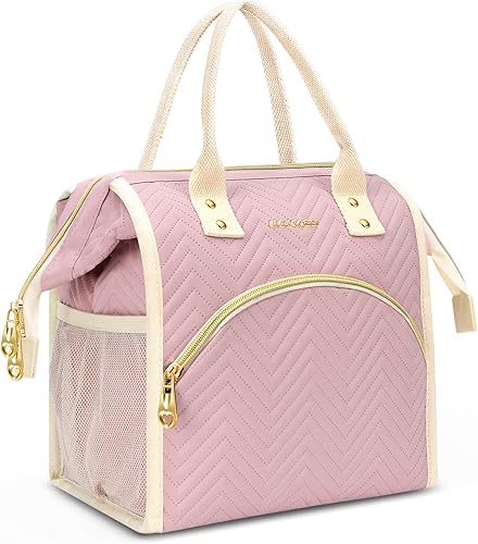 Miniatura 18 de Bolsa de Almuerzo para Mujeres Aislada Caja de Almuerzo de Apertura Amplia Bolsa Tote de Almuerzo Portavasos Grande Organizador Térmico de Violeta