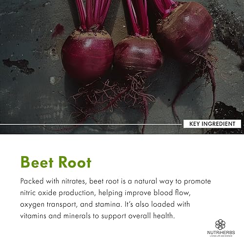 Miniatura 6 de Remolacha Nutri Super Nitric Oxide - 7.94 oz  Polvo de raíz de remolacha orgánica, granada y espinaca roja para la salud del corazón, apoyo de