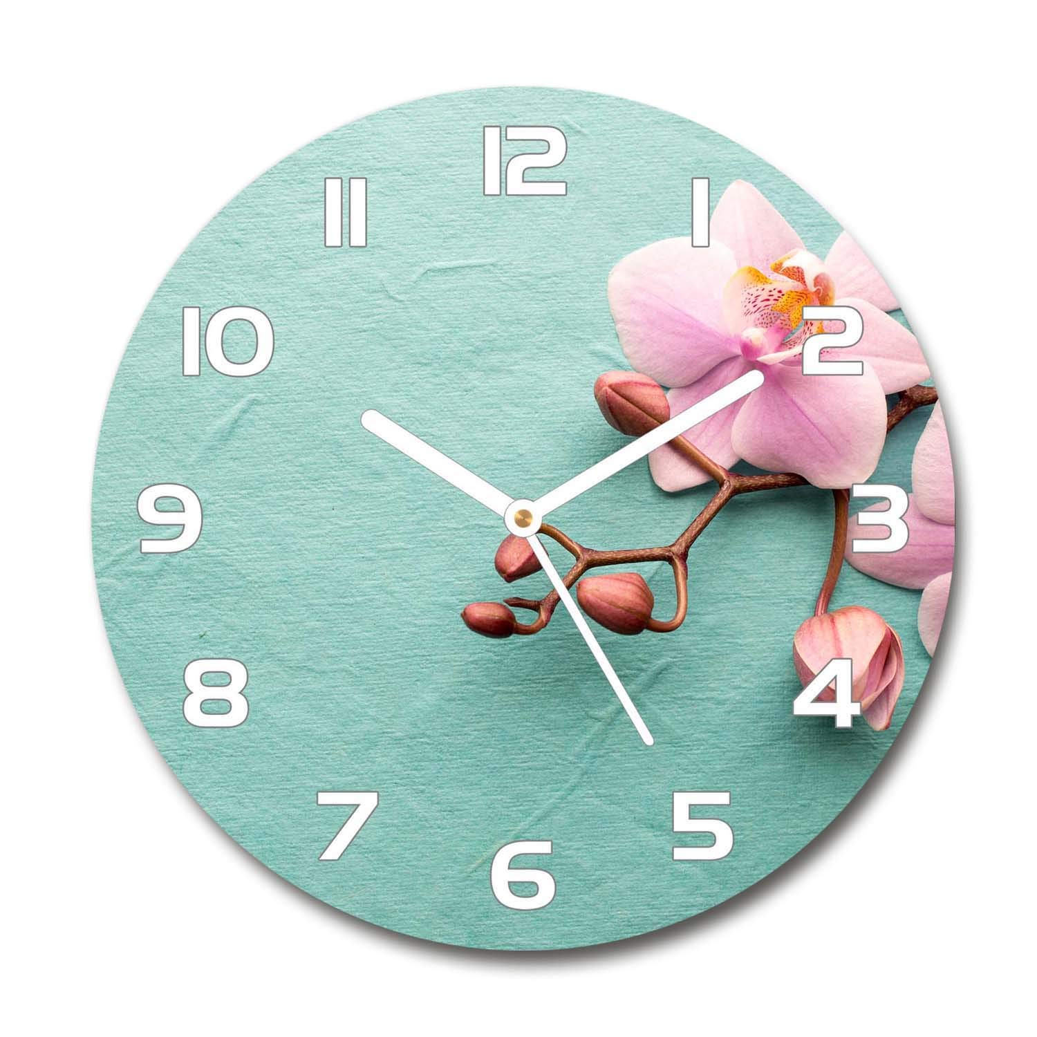 Horloge en verre silencieuse Tulup orchidée sans tic-tac pour salon apaisé