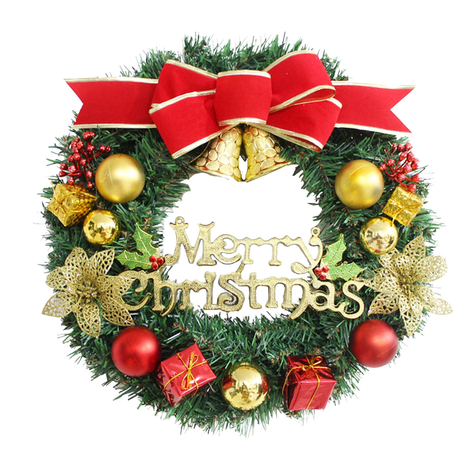 Christmas Wreaths for Front Door 40cm/16inch Door Wreaths Outdoor Indoor Christmas Decorations Sale Clearance