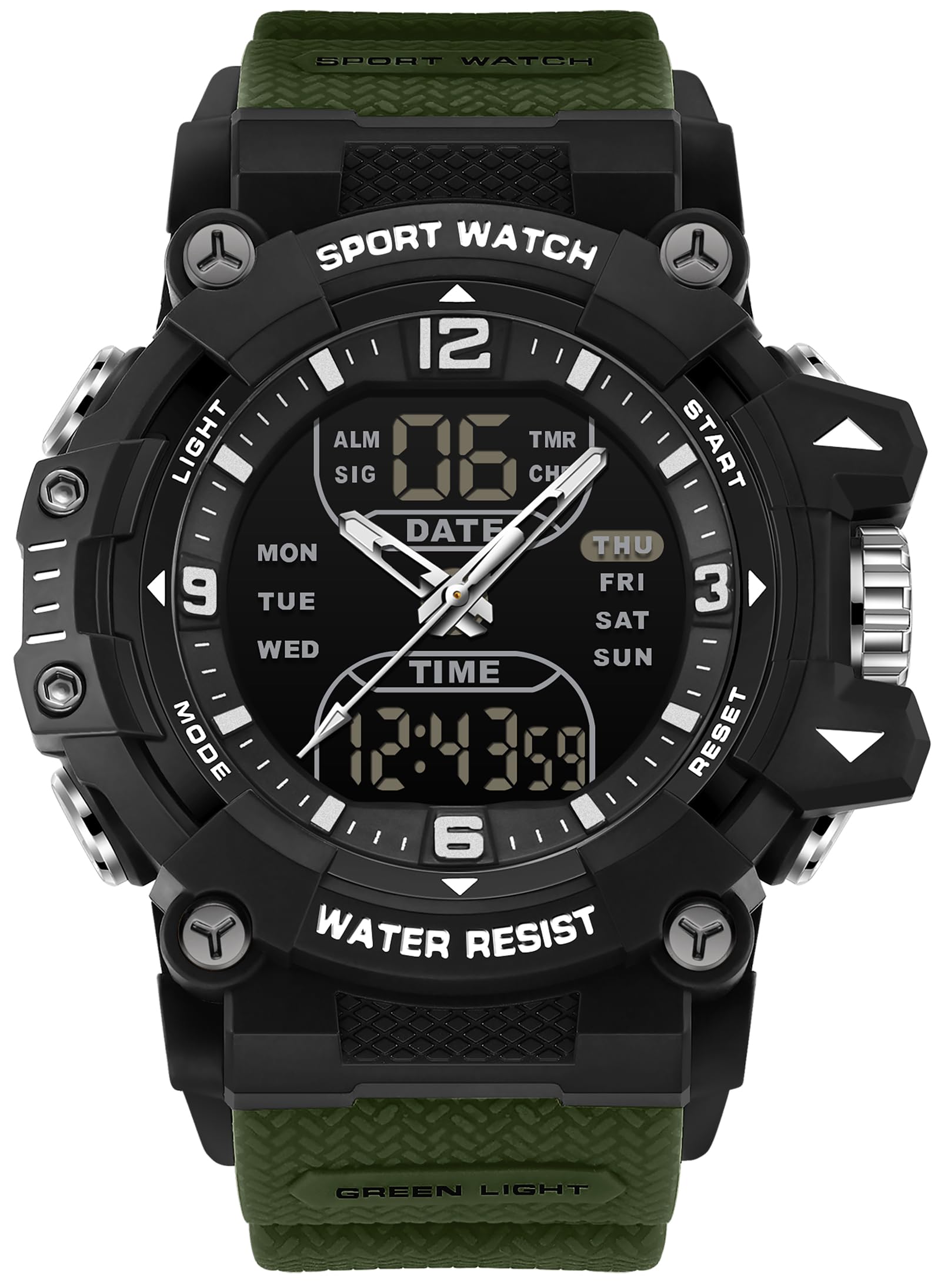 findtime Digitale wasserdichte Sportuhr für Herren, großes Zifferblatt, Alarm, Stoppuhr, Countdown, taktische Herren-Armbanduhr für Herren, leuchtende Outdoor-Laufuhr
