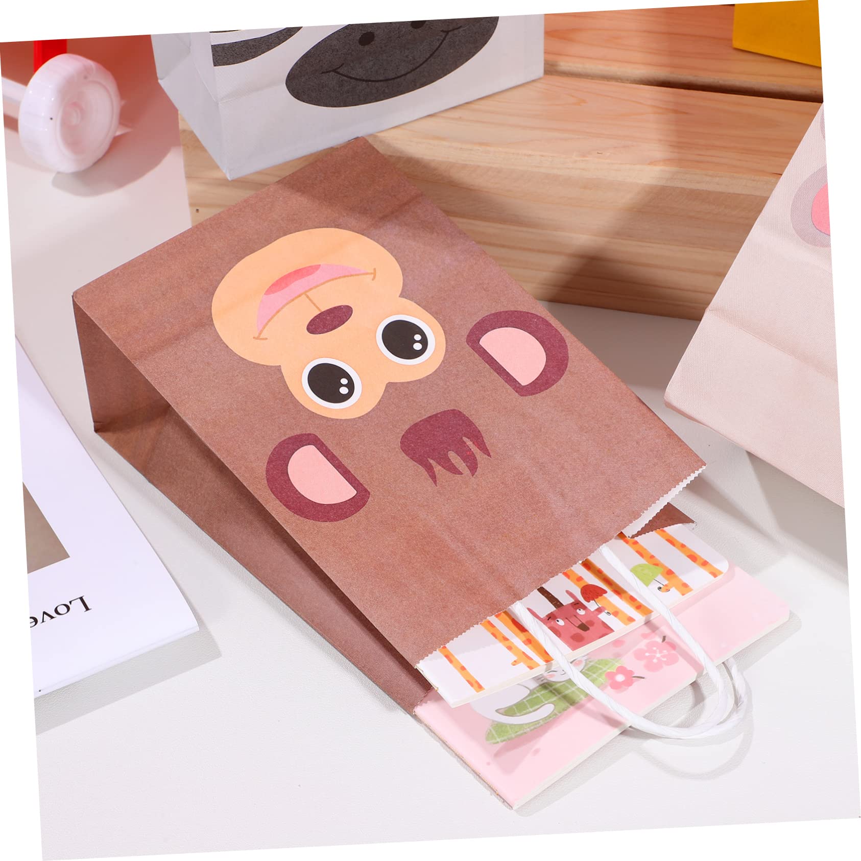 STOBOK 24piezas Bolsas De Obsequio Para Fiestas Infantiles De Cumpleaños De Obsequio De Papel Estampado De Animales Para Eventos Selva Asas