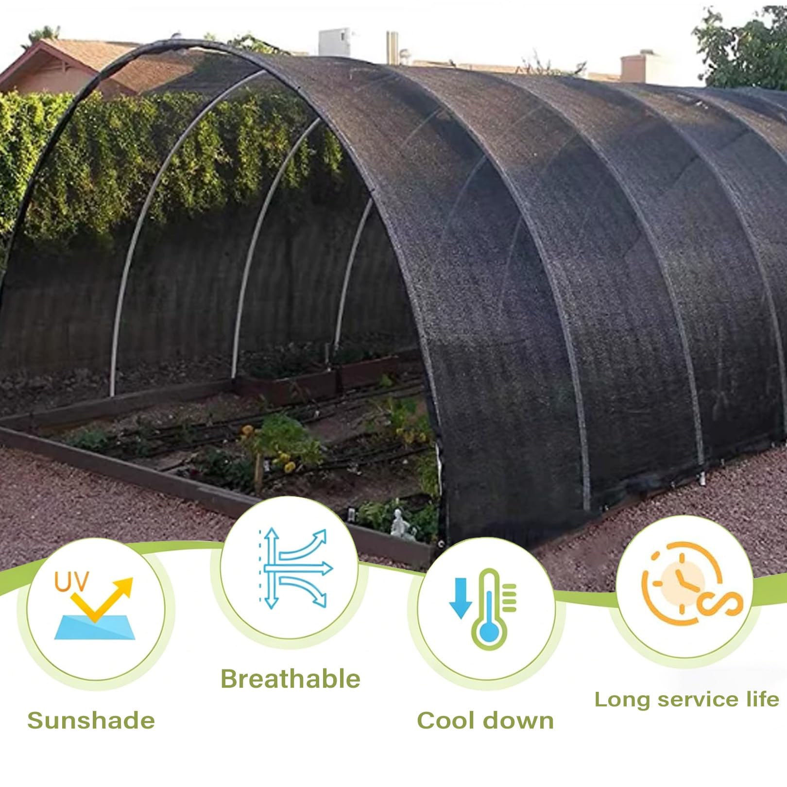 Schattiernetz Schwarz 60-70% Beschattung Sonnenschutznetz für Garten 8x10m