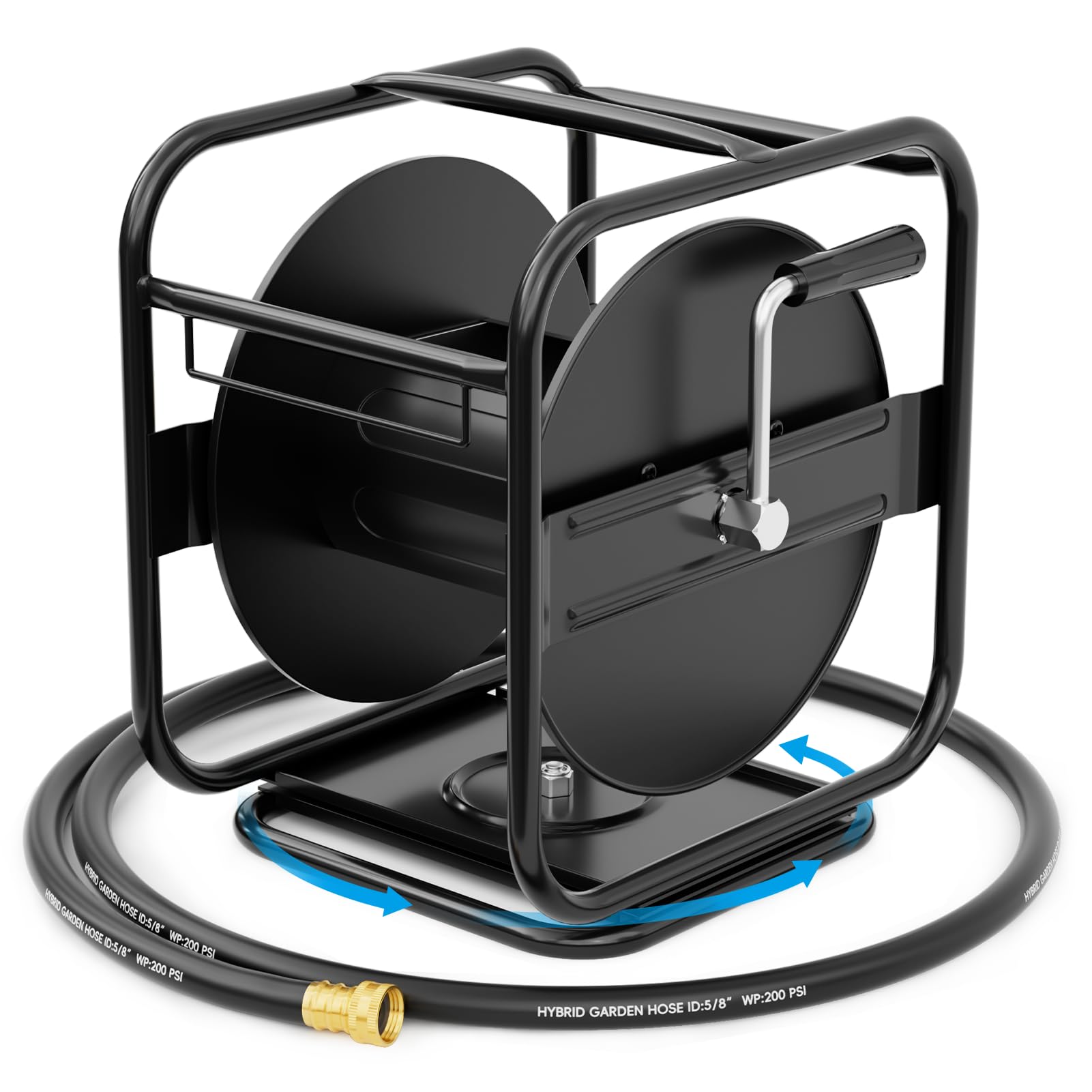 SPECILITE Heavy Duty Metal Garden Hose Reel, 360° Rotation Frame, 75-100 Ft of Hose Storage Capacity, Stable and Portable Wall/Floor Mount Water Pipe