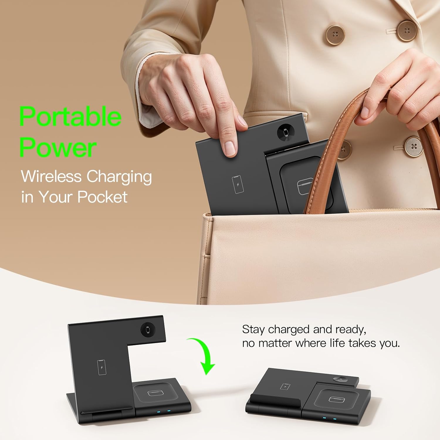 New Travel Portable Wireless Charger: for Apple Charging Station 3 in 1 Charger Stand Multiple Devices for Apple - iPhone 17 16 15 14 Pro Max 13 12 11 - Watch 2-11 SE Ultra Series - Airpods 4 3 2 Pro