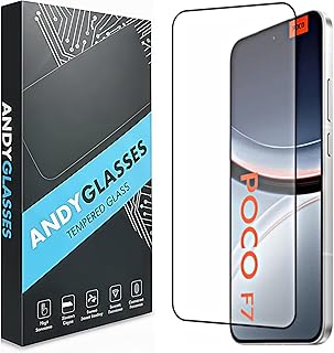 ANDYGLASSES Tempered Glass Screen Protector Compatible For Poco F7 5G/Poco F7 (Black) Edge To Edge Full Screen Coverage 9H...