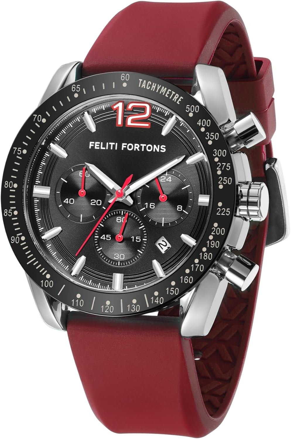 Mens Watches Sport Tonneau 3ATM Waterproof Chronograph Luminous Quartz Watches of Men Silicone Strap with Gift for Men