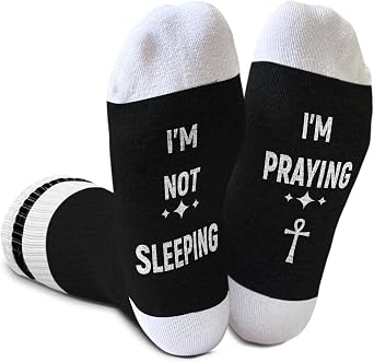 Im Not Sleeping - Christian Faith Cross Socks Crew Socks, Religious Socks for Adults Teens Prayer, Pastor Gifts