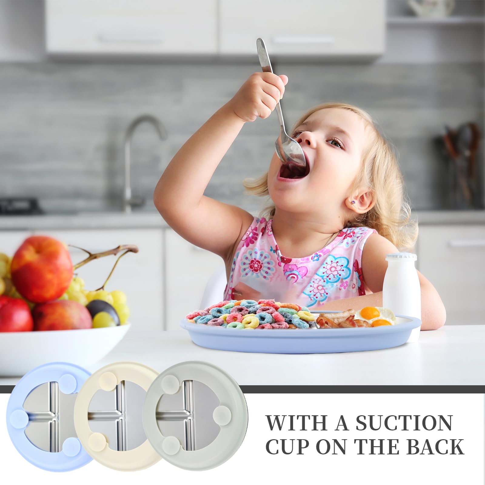 PandaEar Lot De 3 Assiettes Divisées En Silicone Incassable Pour Bébé Et Tout-petit