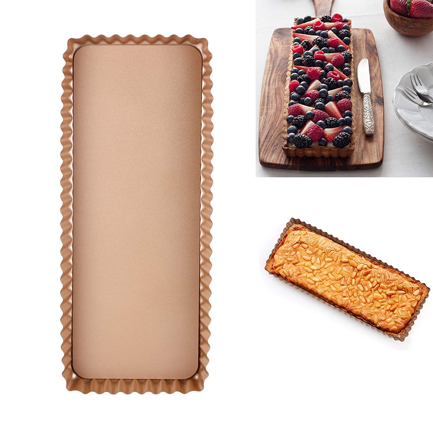 ake 14 Inch Tart Pan, Rectangular Quiche Pan Nonstick