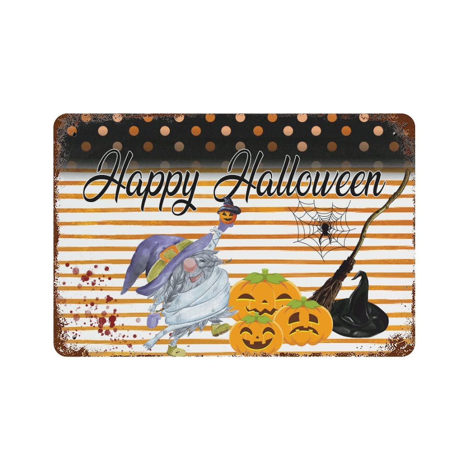 Cadeau de pendaison de crémaillère amusant : le panneau métal Happy Halloween