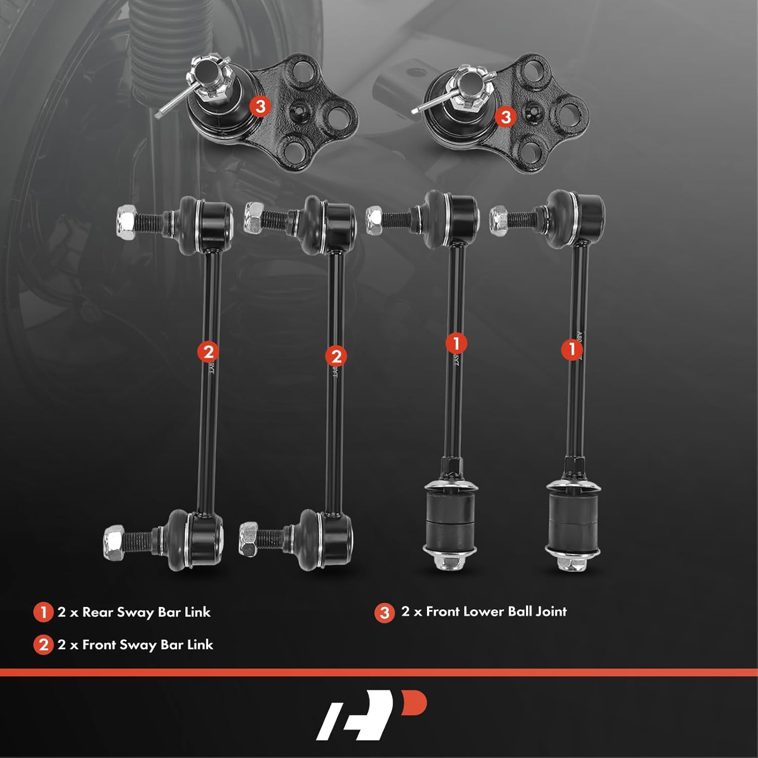 A-Premium Set of 6, Front & Rear Sway Bar Link, Front Lower Ball Joint, Compatible with Nissan Pathfinder 1996-2004, Infiniti QX4 1997-2003