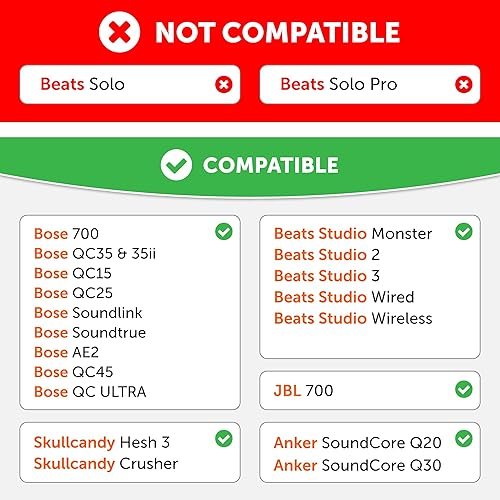 Miniatura 2 de WC SweatZ - Fundas protectoras para auriculares fabricadas por WC  Se adapta a Beats Studio 3 y 2 (no es compatible con Beats Solo)  Bose QC35 &