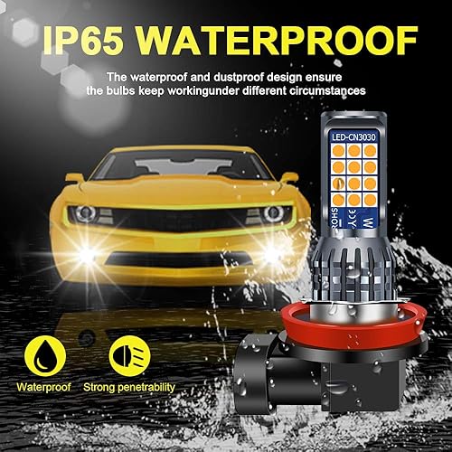 Vista 20 de 2 bombillas LED H8 H9 H11 antiniebla de limón verde, 24 LED 3030 chips superbrillantes, bombillas LED de repuesto DRL para automóviles, camiones