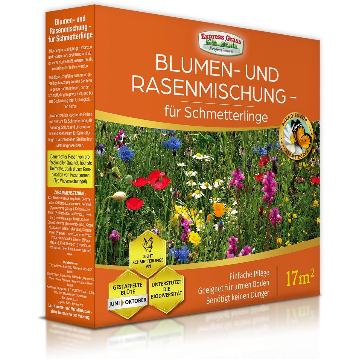 3er-Set Blumenmischung Wildblumen, Bienen, Schmetterlinge - (17m2) - Japanischer Rasen