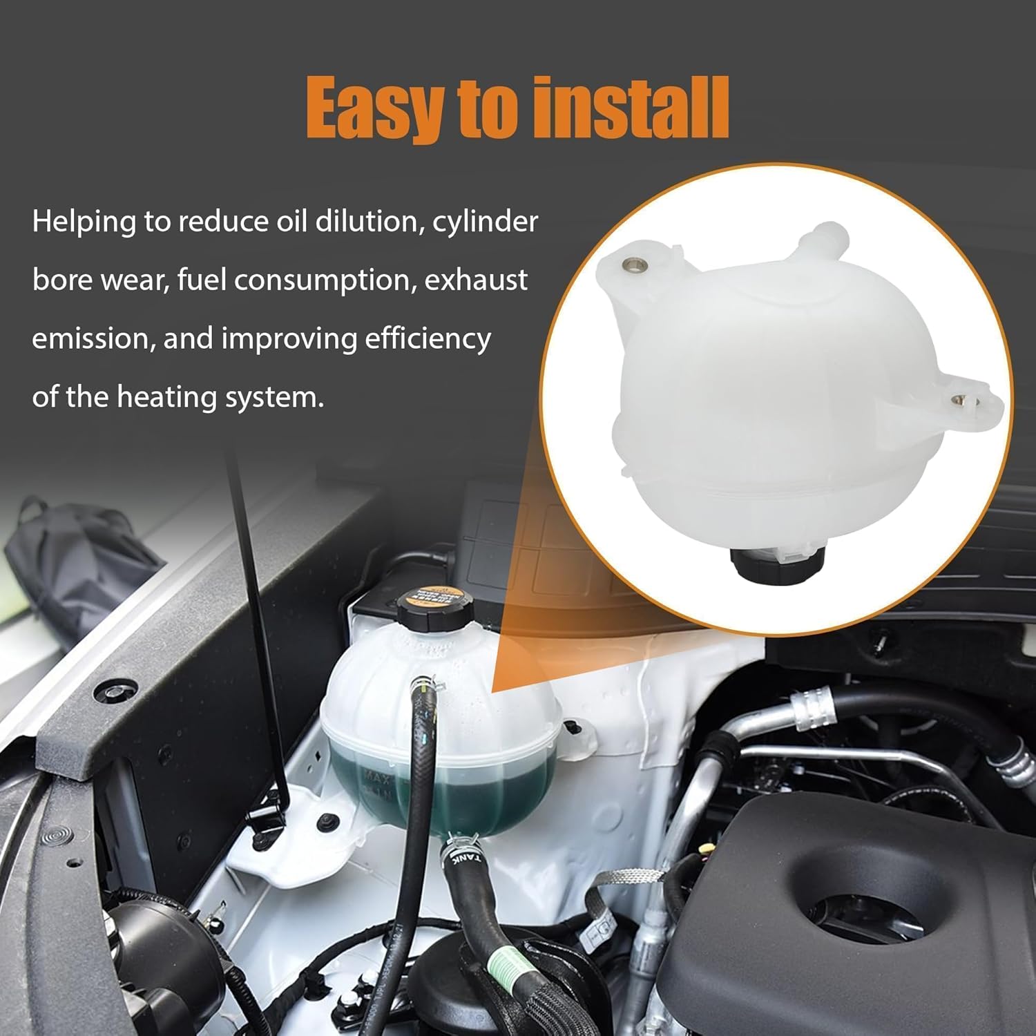 25431D3600 Engine Coolant Overflow Reservoir Bottle/Tank with Cap Fit for Hyundai Tucson 1.6L 1956CC / 2.0L 1999CC 2016-2021 Replace # 25431-D3600 HY3014120