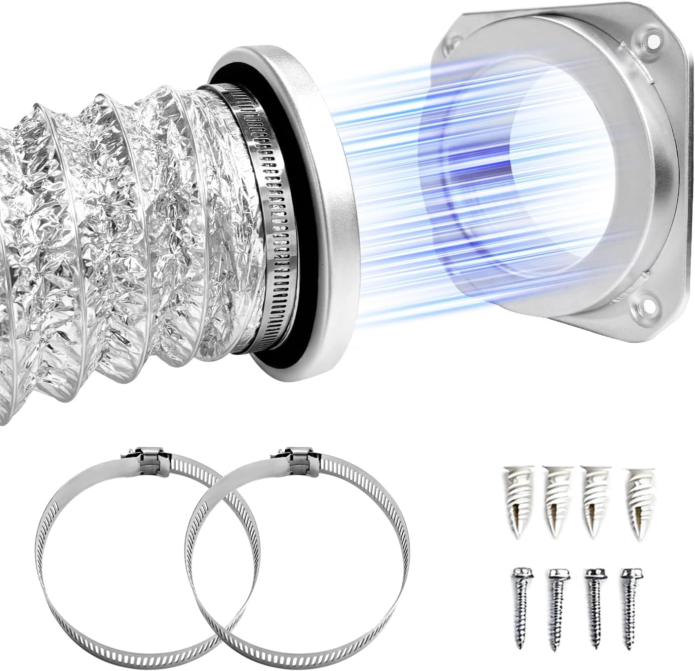 DV180 Magnetic Dryer Vent Coupling – Dryer Vent Connector Kit With Aligning 4" Quick Connect System, Fire-Resistant Aluminum Hose, Airtight Seal for Safer & More Efficient Drying