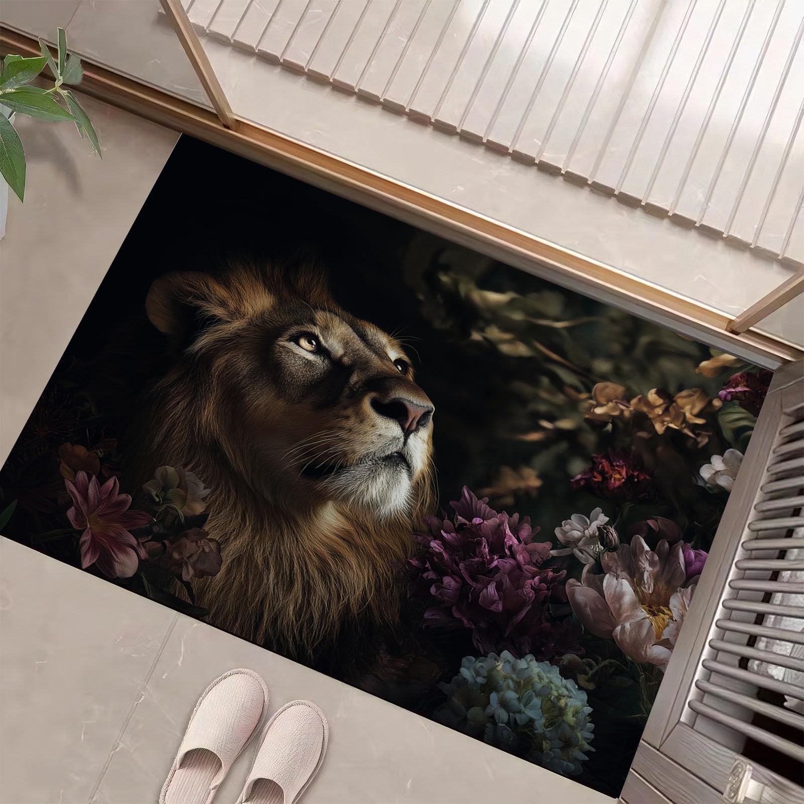Paillasson Lion Rétro brun pour sublimer votre entrée intérieure avec élégance