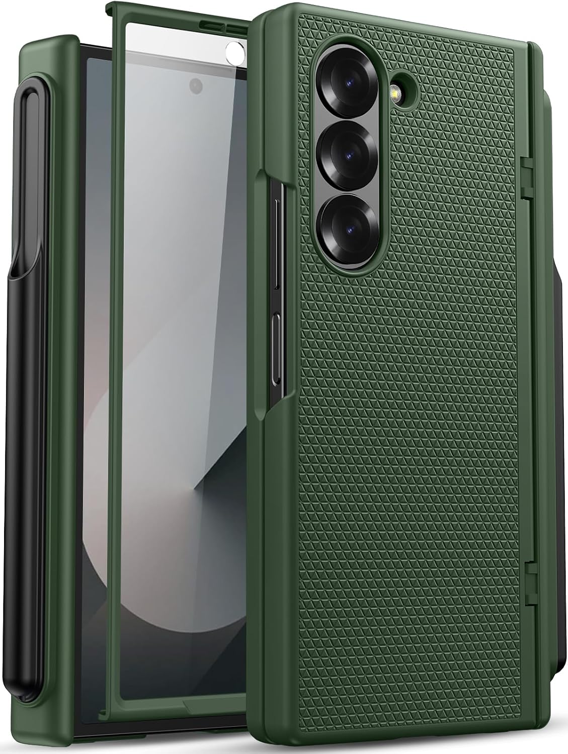 for Samsung Galaxy Z Fold 6 Case with S Pen Holder & Screen Protector & Hinge Protection, Slim Fit Shockproof Lightweight Hard PC Cover Protective Phone Case for Galaxy Z Fold 6 2024, Green