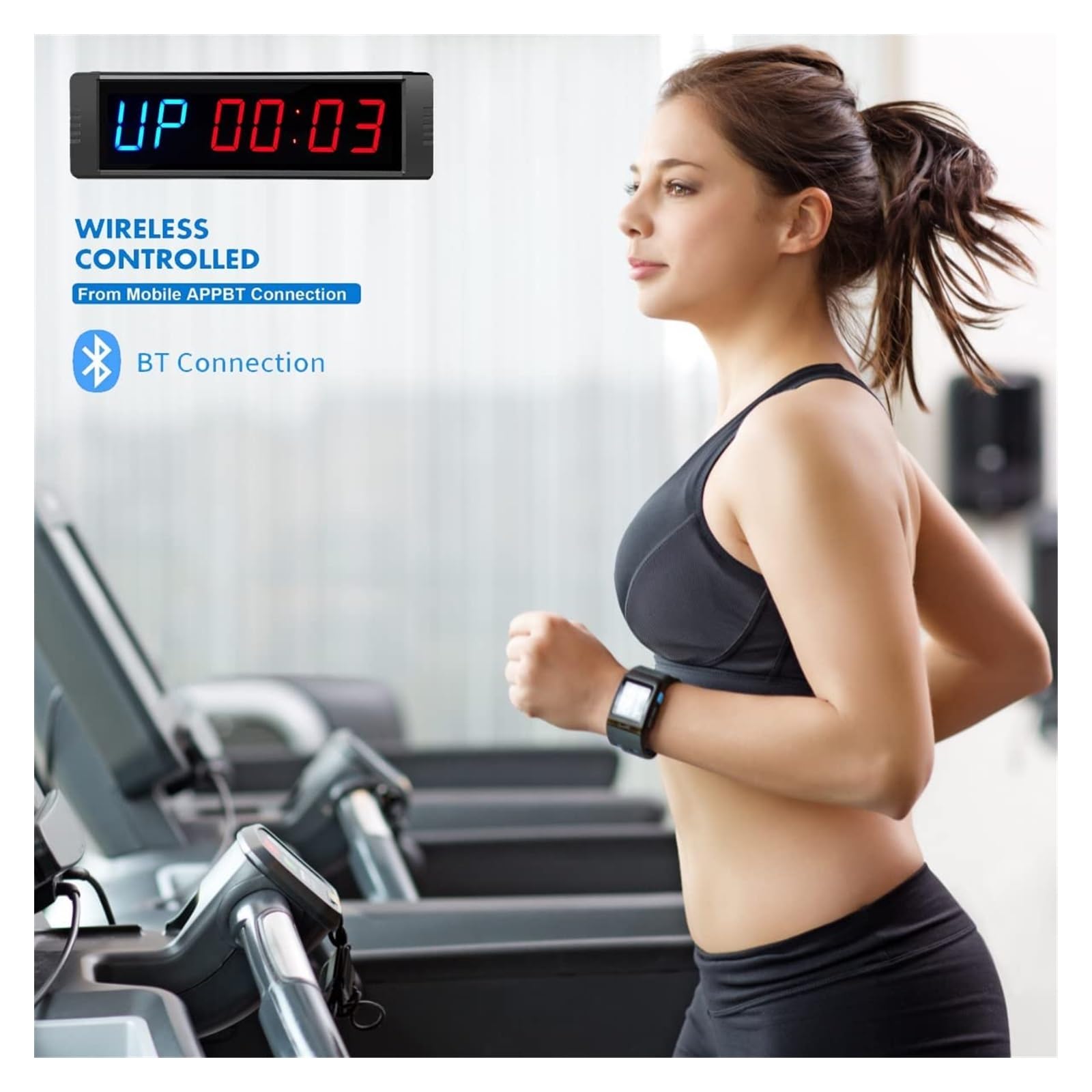 Timer palestra, Timer da palestra for allenamento con controllo remoto e tramite telefono App LED Intervallo di Allenamenti Orologio Conto alla rovescia